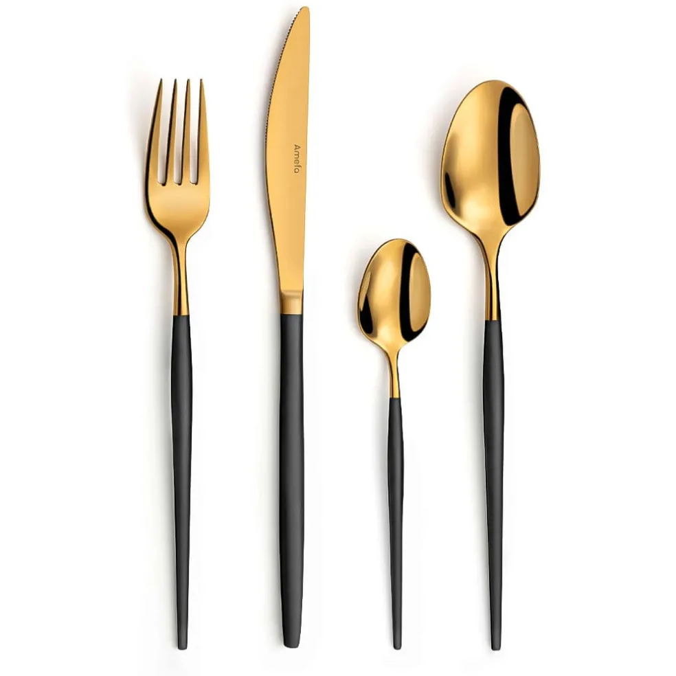 Amefa - Soprano 16-pcs Cutlery Set black/gold in Trend box