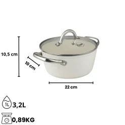 Cook & Pan - Go Ivory Kookpan 22 cm met glazen deksel