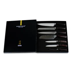 Damascus Print 7-delige Messenset + Magnetisch Messenblok Enkelzijdig