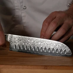 Damast Pakka Wood 6-delige Messenset + Magnetisch Messenblok Dubbelzijdig