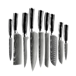 Epoxy Onyx Damascus Print 9-Delige Messenset + Messenblok