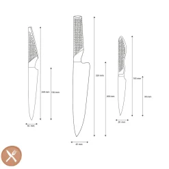 Global - G-21138 3-delige Messenset Koksmes + Fileermes + Officemes