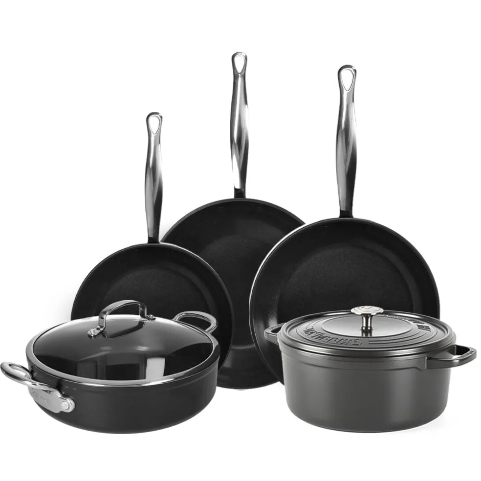 GreenPan - Barcelona Pro XL 6-delige Pannenset 20/28/30/28/28 cm - 2 koekenpannen + stoofpan met deksel + wokpan + braadpan