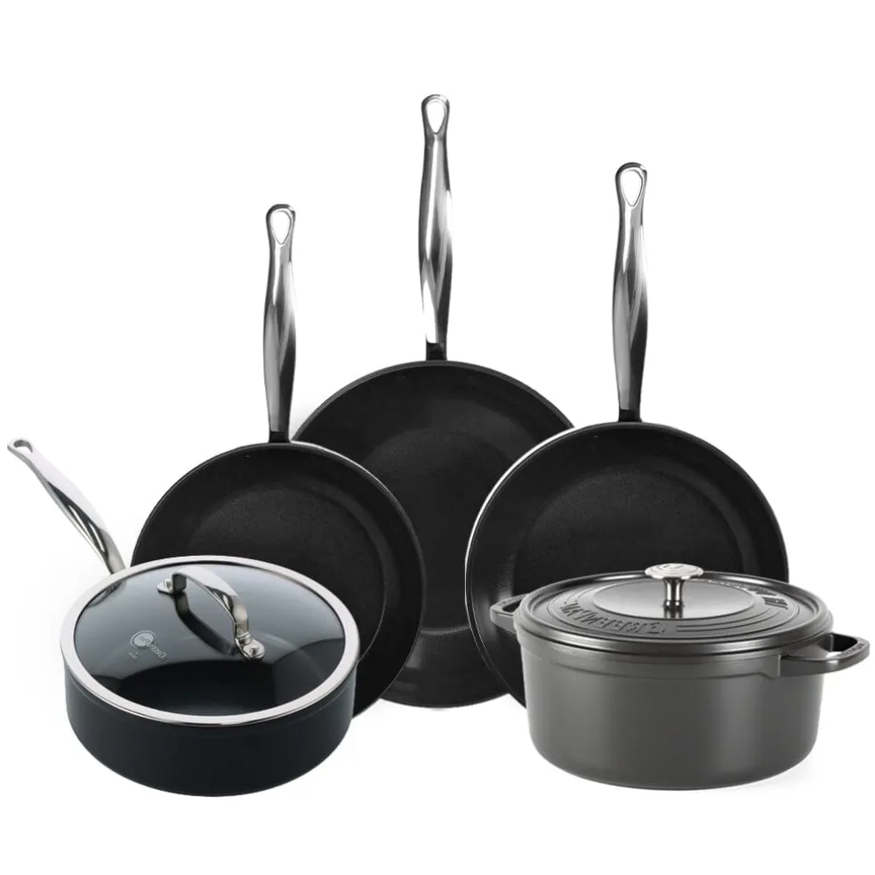GreenPan - Barcelona Pro XL 6-delige Pannenset 20/24/24/28/22 cm - 2 koekenpannen + stoofpan met deksel + wokpan + braadpan