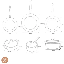 GreenPan - Barcelona Pro XXL 8-delige Pannenset 18/20/28/30/28/28 cm - steelpan met deksel + 2 koekenpannen + stoofpan met deksel + wokpan + braadpan