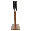 Hammered RVS 6-delige Messenset + Acacia houder dubbelzijdig