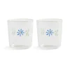 &Klevering - Glas flora blauw set van 2