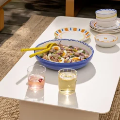 &Klevering - Glas flora blauw set van 2