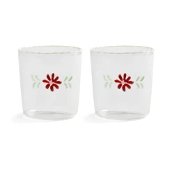 &Klevering - Glas flora rood set van 2