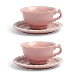 &Klevering - Kop en Schotel Whip - Roze - Set Van 2
