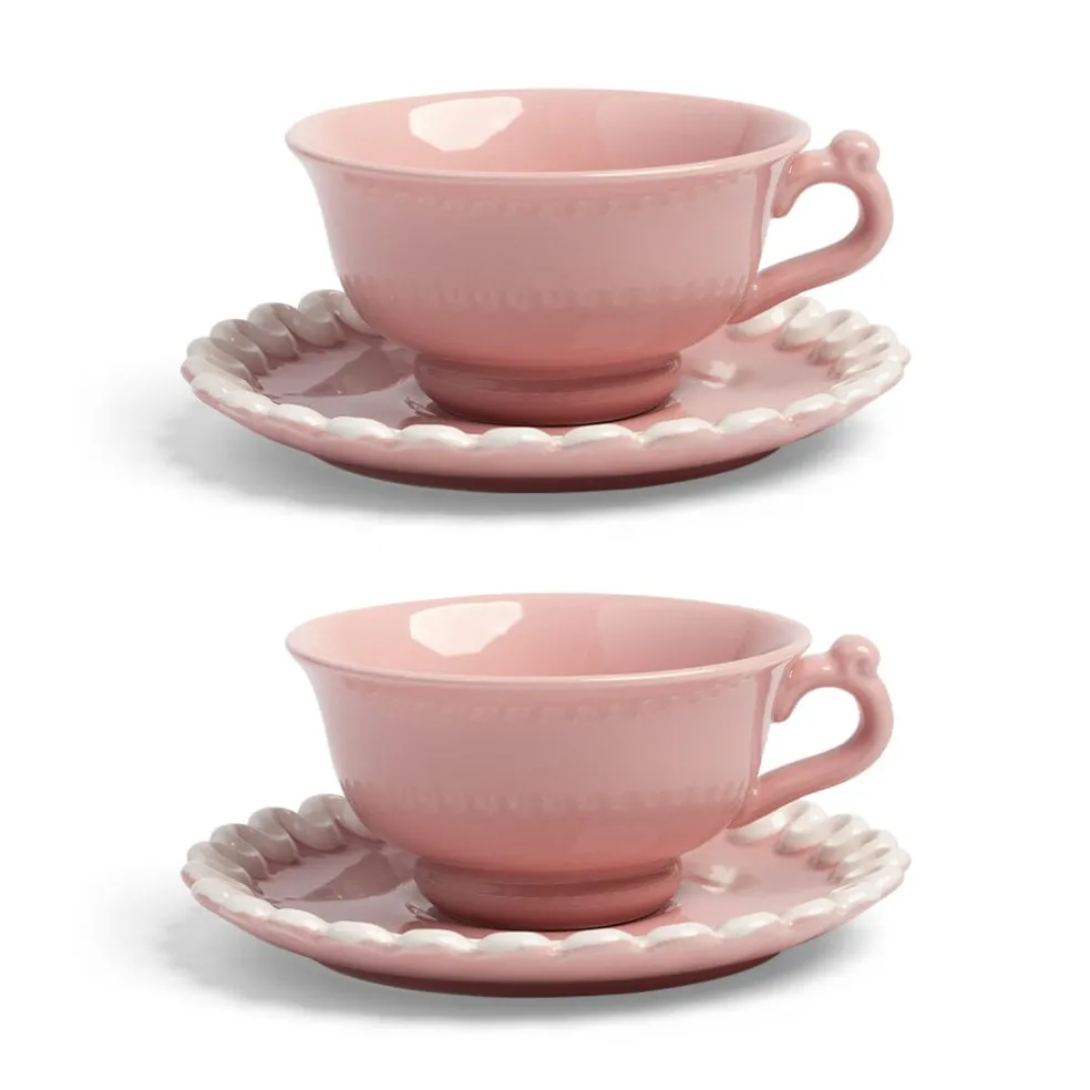 &Klevering - Kop en Schotel Whip - Roze - Set Van 2