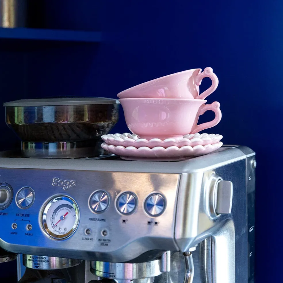&Klevering - Kop en Schotel Whip - Roze - Set Van 2