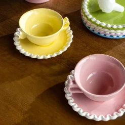 &Klevering - Kop en Schotel Whip - Roze - Set Van 2