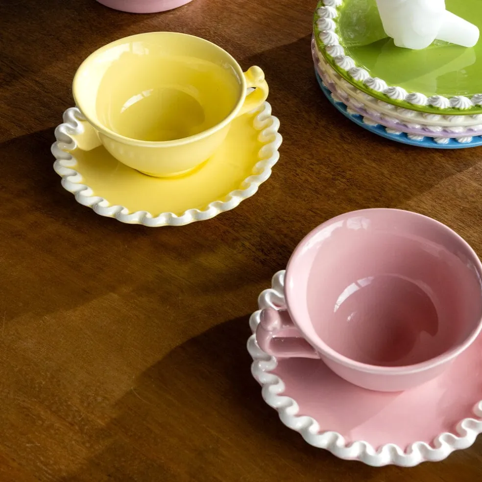 &Klevering - Kop en Schotel Whip - Roze - Set Van 2