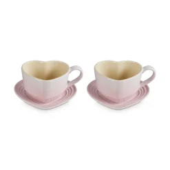 Le Creuset - Mokken in Hartjesvorm 2-delige Set Shell Pink
