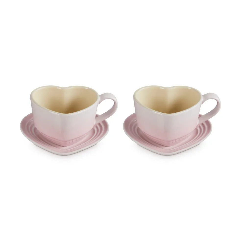 Le Creuset - Mokken in Hartjesvorm 2-delige Set Shell Pink