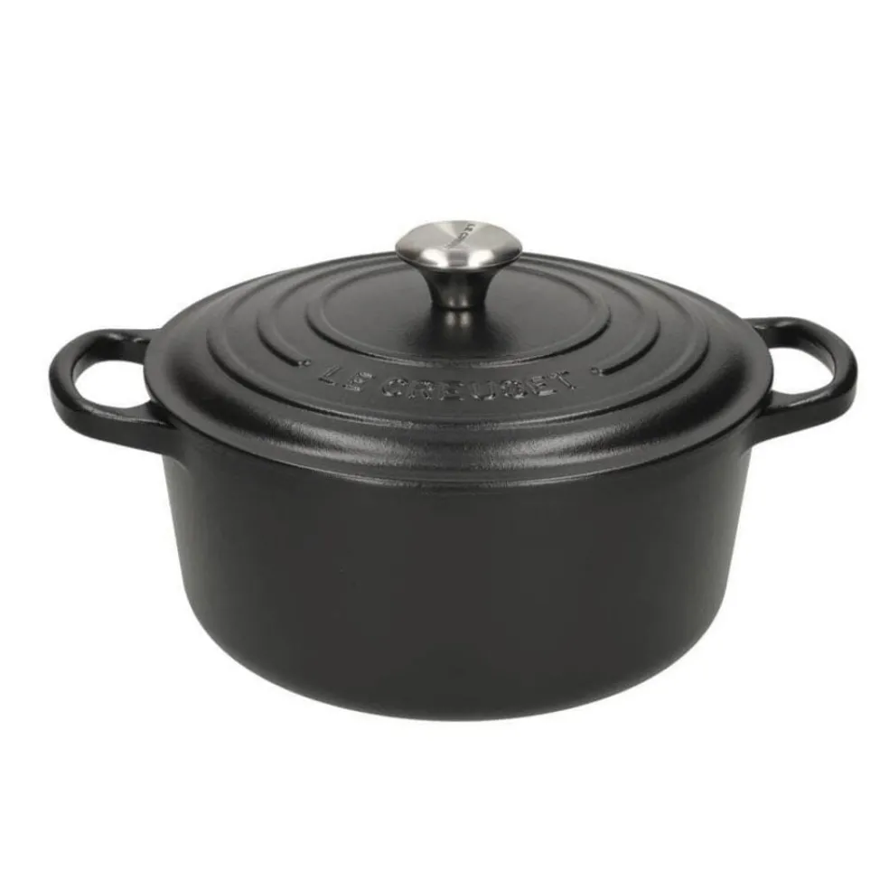Le Creuset - Signature Braadpan Mat Zwart 22 cm (zwart interieur)