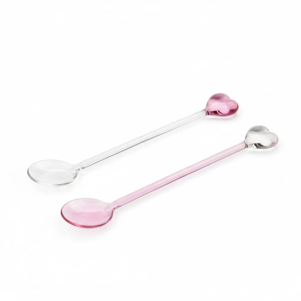 Lepelclub - Glazen Lepels - Hart - Roze