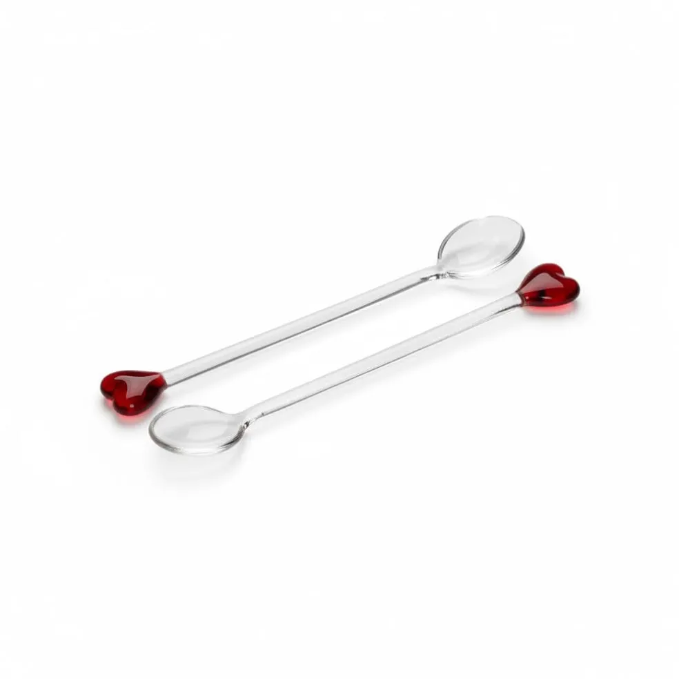 Lepelclub - Glazen Lepels - Hart - Rood