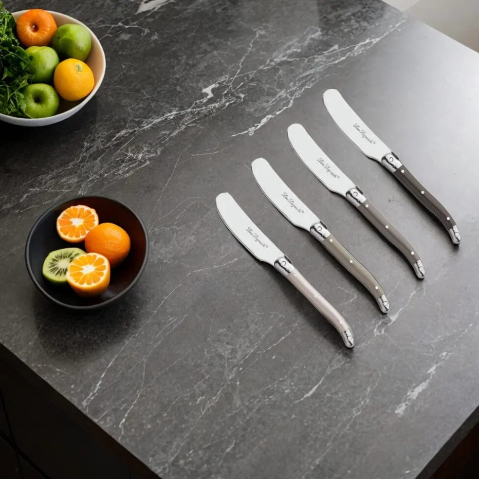 Lou Laguiole - Tradition 4-delige Botermessen set - Peper/Antreciet/Parel/Taupe