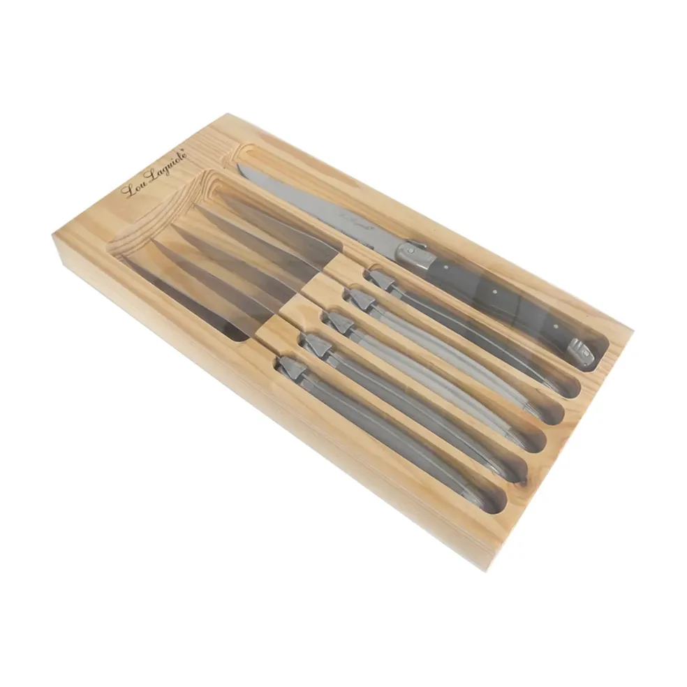 Lou Laguiole - Tradition 6 Steakmessen - Peper/Parel/Taupe