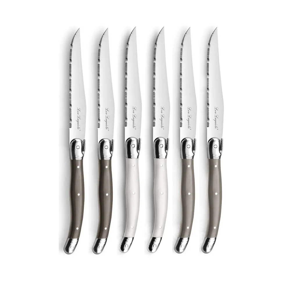 Lou Laguiole - Tradition 6 Steakmessen - Peper/Parel/Taupe
