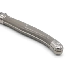 Lou Laguiole - Tradition 6 Steakmessen + Messenblok - Peper/Parel/Taupe