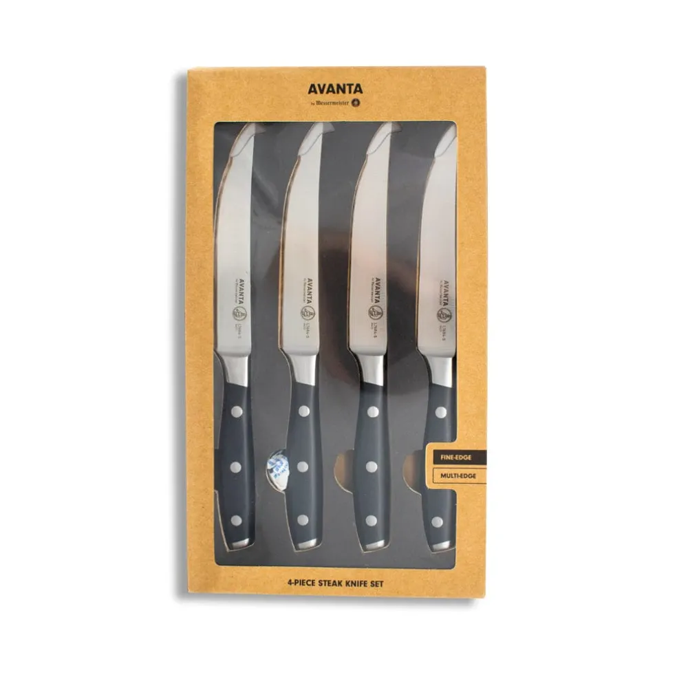 Messermeister - Avanta 4-delige zwarte steak messenset
