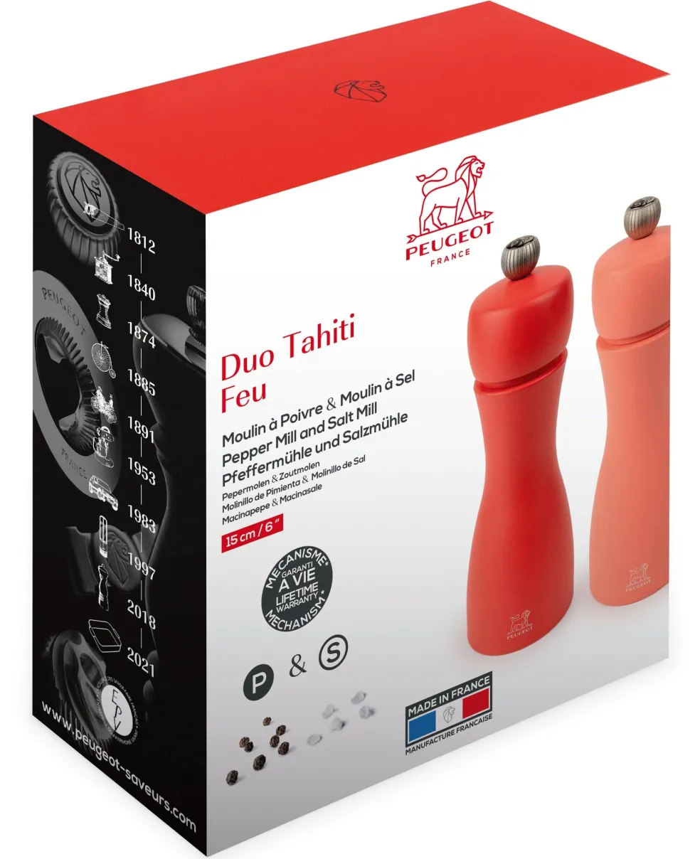 Peugeot - Duo Tahiti Peper-en Zoutmolenset Vuur 15 cm