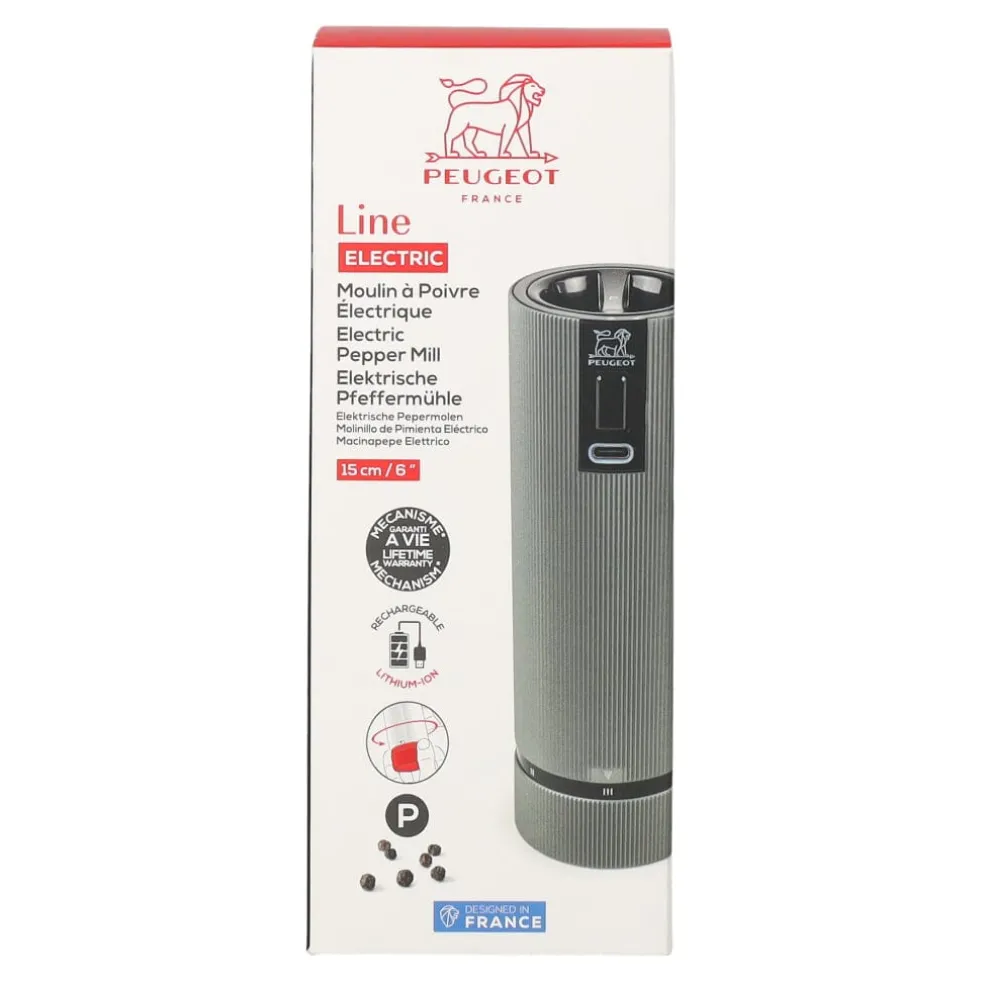 Peugeot - Line Elektrische Pepermolen aluminium carbon 15cm
