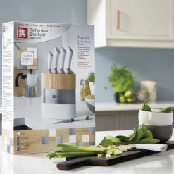 Richardson Sheffield - Fusion 5-Delige Messenset met Blok - Wit en Hout