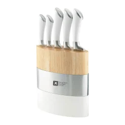 Richardson Sheffield - Fusion 5-Delige Messenset met Blok - Wit en Hout