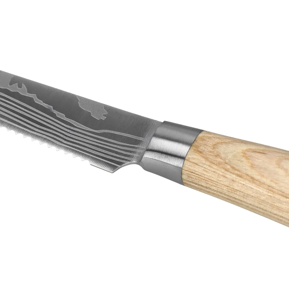 Shinrai Knives - Akari Damascus Print 4 Steakmessen 12 cm