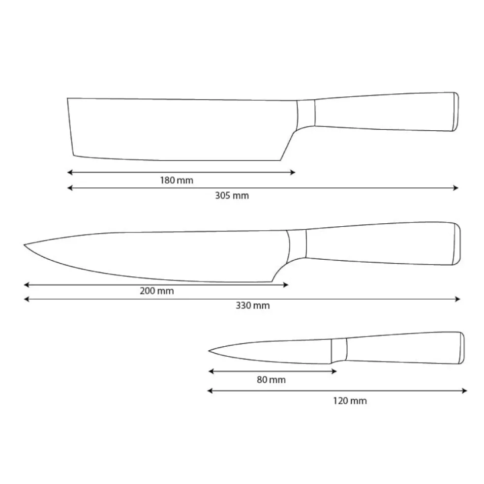Shinrai Knives - Damascus Print 3-delige Messenset - Koksmes + Nakiri + Schilmes