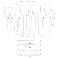 Shinrai Knives - Damascus Print 13-delige Messenset - Master collection XL set
