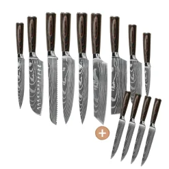 Shinrai Knives - Damascus Print 13-delige Messenset - Master collection XL set