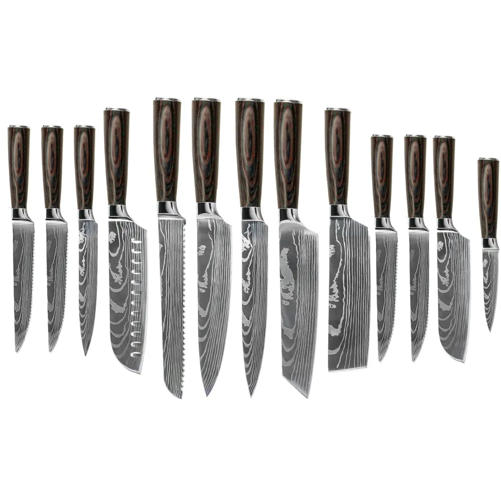 Shinrai Knives - Damascus Print 13-delige Messenset - Master collection XL set