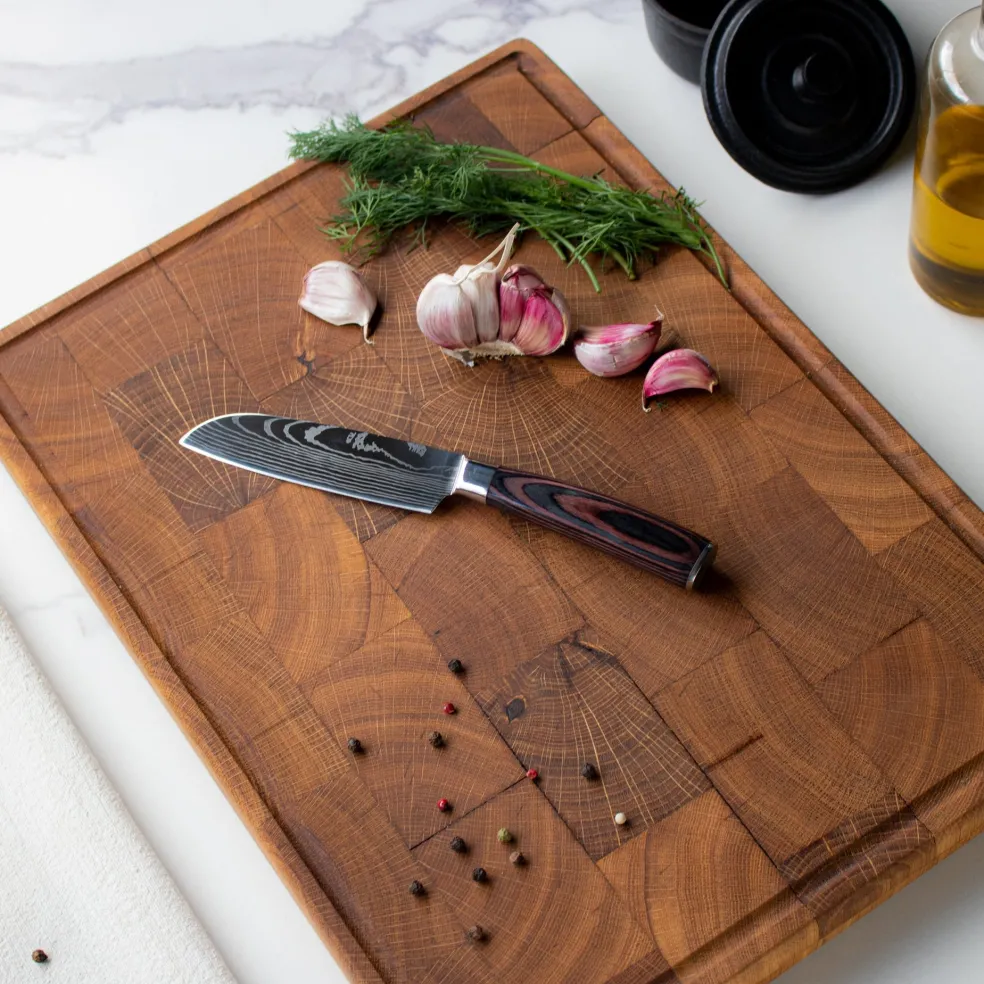 Shinrai Knives - Damascus Print Santoku mes 13 cm