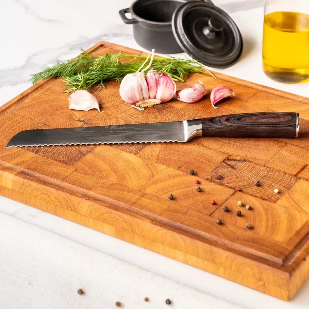 Shinrai Knives - Damascus Print 3-delige Messenset - Koksmes + Broodmes + Schilmes