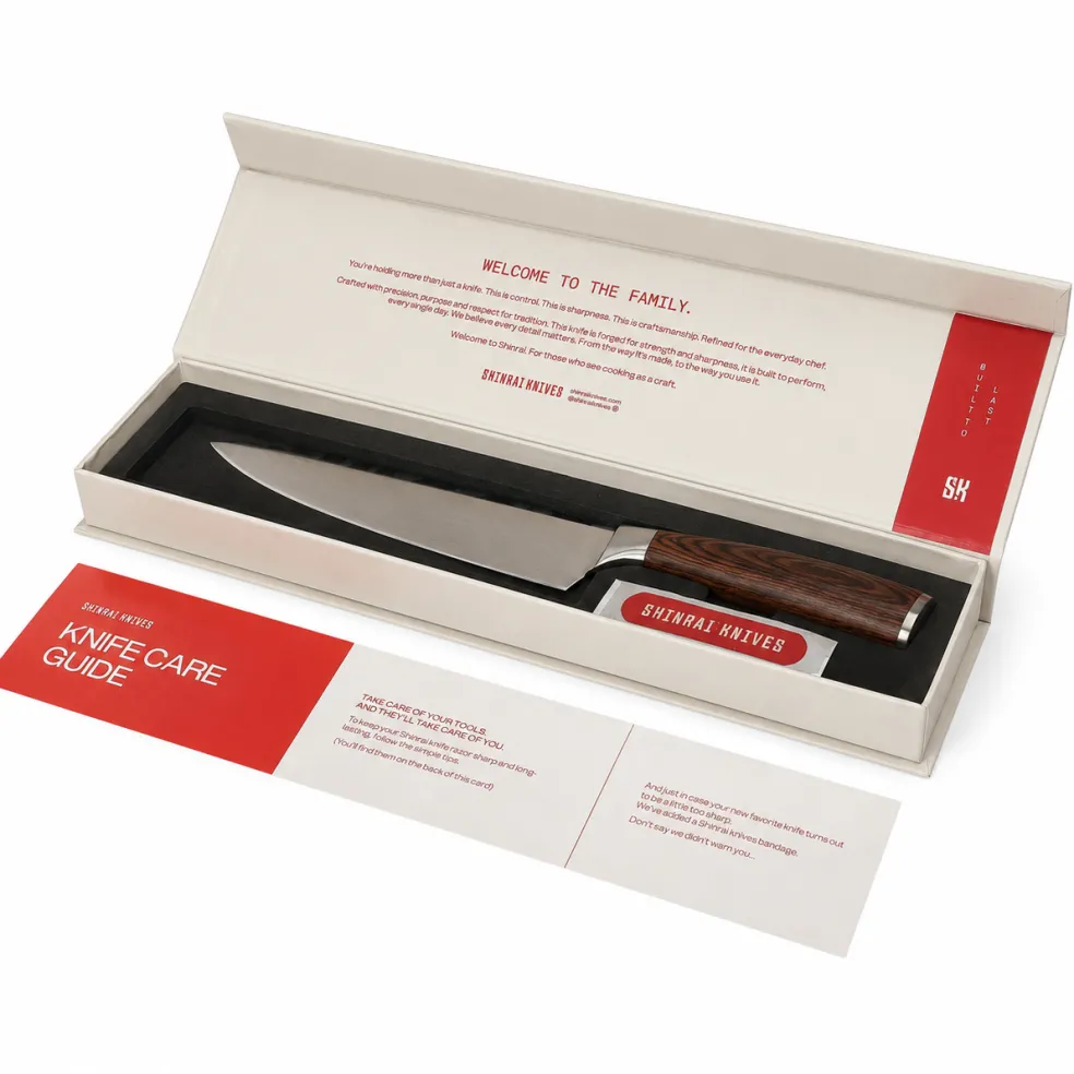 Shinrai Knives - Damascus Print 3-delige Messenset - Koksmes + Broodmes + Schilmes