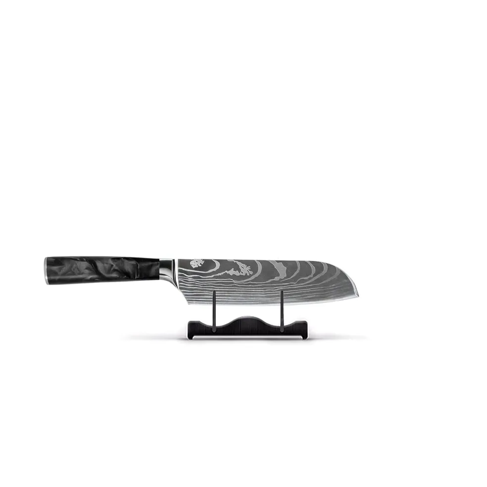 Shinrai Knives - Damascus Print Onyx Santoku mes 13 cm