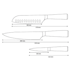 Shinrai Knives - Damascus Print Epoxy Sapphire 3-delige Messenset - Koksmes + Santoku + Schilmes