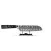 Shinrai Knives - Damascus Print Epoxy Onyx 3-delige Messenset - Koksmes + Santoku + Schilmes