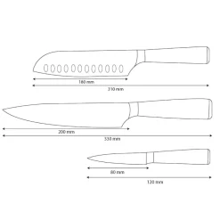 Shinrai Knives - Damascus Print Epoxy Onyx 3-delige Messenset - Koksmes + Santoku + Schilmes