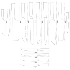 Shinrai Knives - Damascus Print 14-delige Messenset - Master collection XXL set
