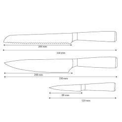Shinrai Knives - Damascus Print Epoxy Onyx 3-delige Messenset - Koksmes + Broodmes + Schilmes