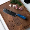Shinrai Knives - Damascus Print Epoxy Sapphire Nakiri mes 18 cm
