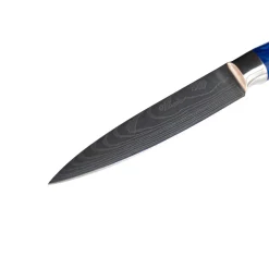 Shinrai Knives - Damascus Print Epoxy Sapphire Print Schilmes 8 cm