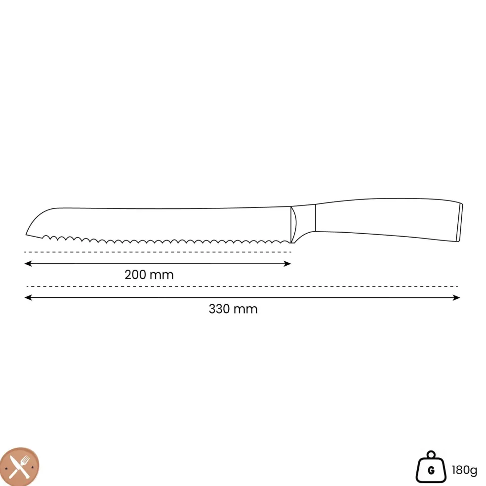 Shinrai Knives - Damascus Print Epoxy Onyx Broodmes 20 cm
