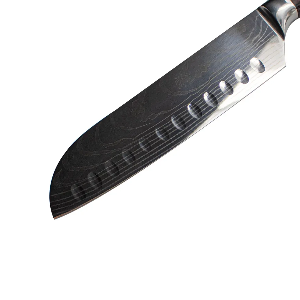 Shinrai Knives - Damascus Print 9-delige Messenset + Magnetisch Messenblok Dubbelzijdig